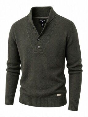 Converse One Star Mock Neck Quarter Button Rib Knit Pullover Sweater Y2K Size XL